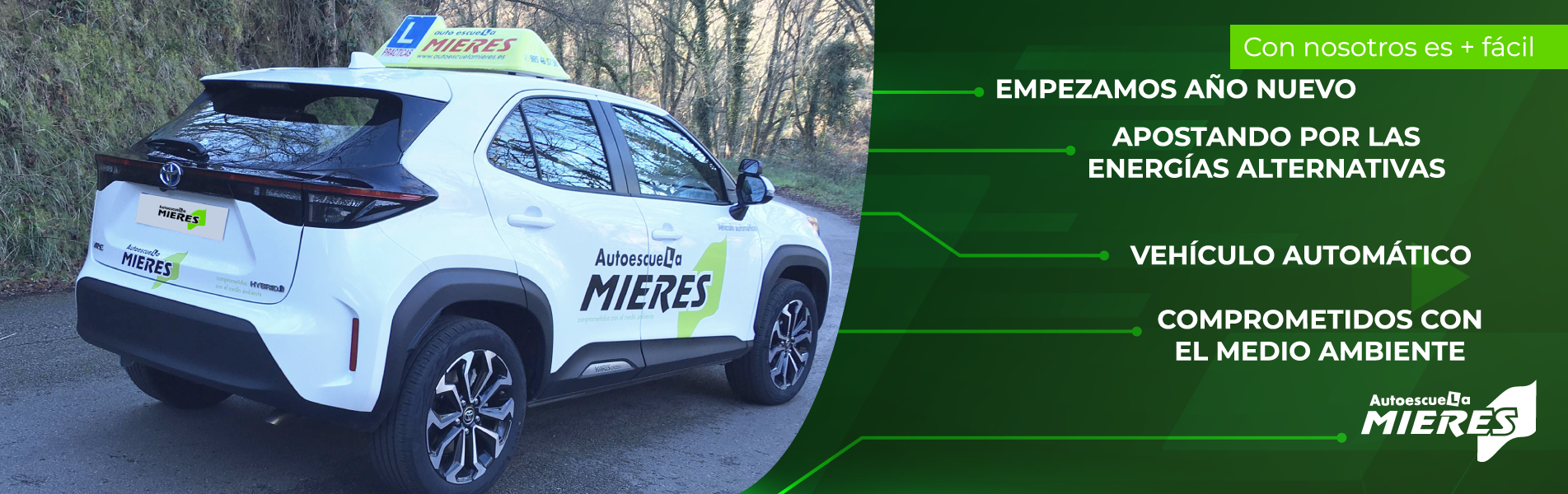 Autoescuela Mieres comienza el año ampliando su flota con un nuevo vehículo híbrido automático