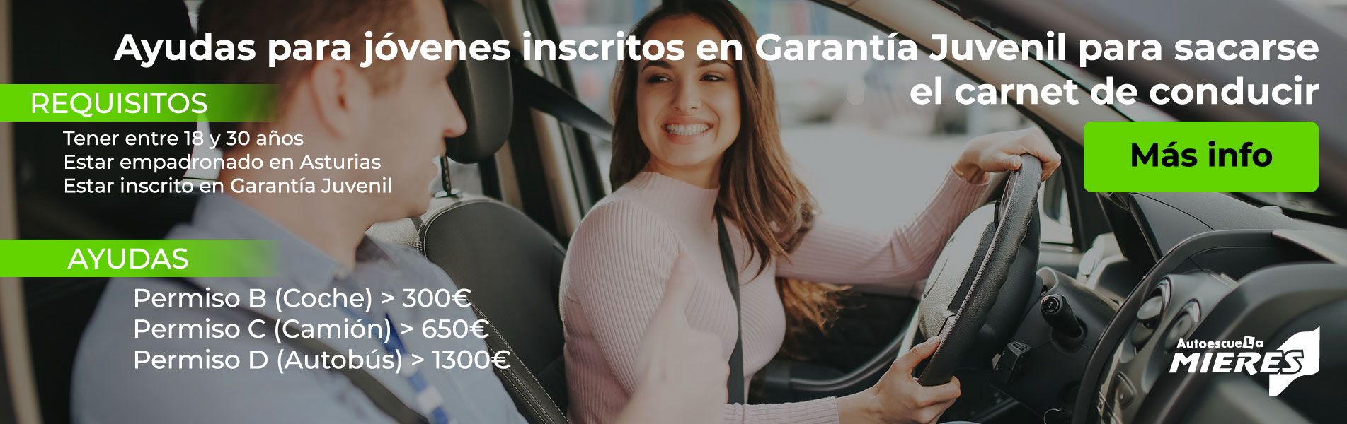 Aprovecha las ayudas para jóvenes inscritos en Garantía Juvenil para sacarse el carnet de conducir